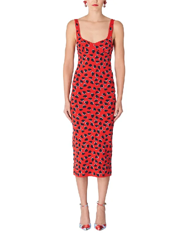 Carolina Herrera Strappy Bustier Knit Column Silk-Blend Midi Dress