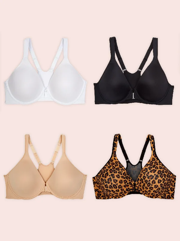 The Brigitte Racerback - Front-Closure Underwire T-Shirt Bra Bundle