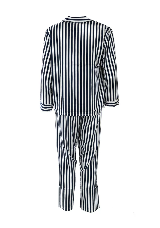 Serafina Collection Striped Satin Pyjama Set, Navy