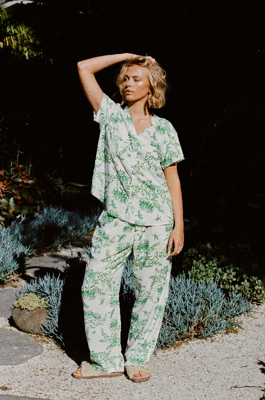 Maggie Pajama Set - Long Pants - Summer Toile - Jade Green