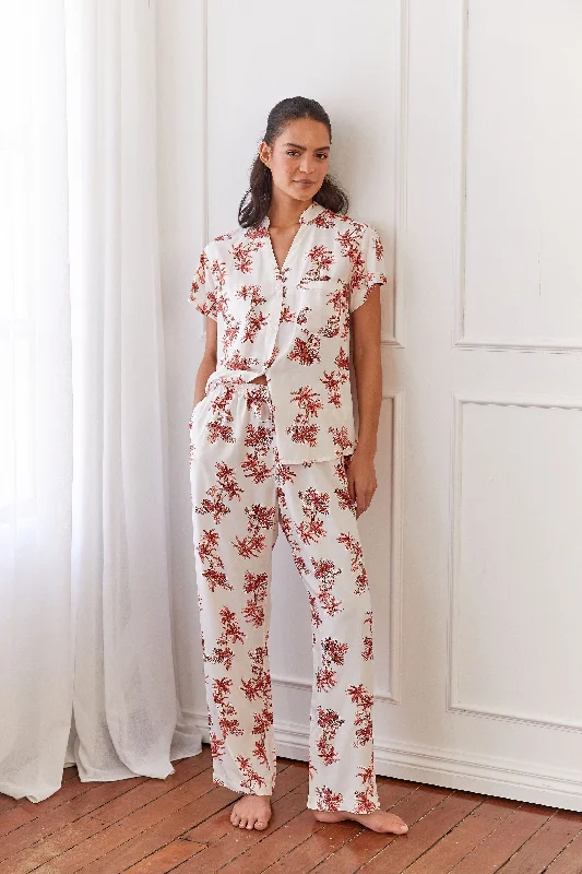 Maggie Pajama Set - Long Pants - Vintage Palm Sunset