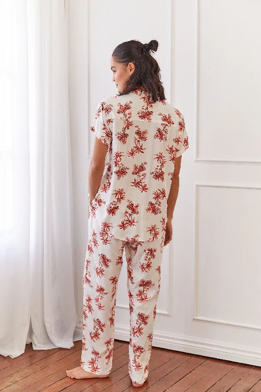 Maggie Pajama Set - Long Pants - Vintage Palm Sunset