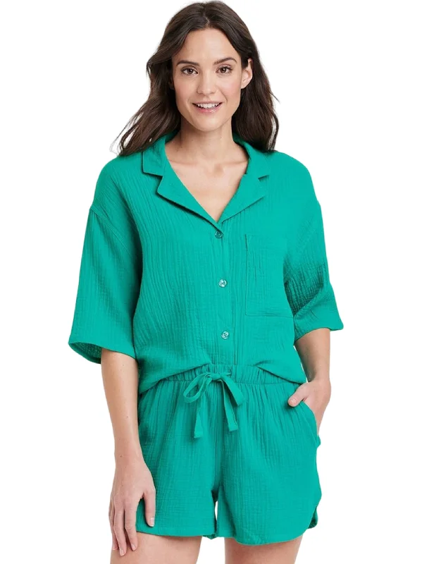 Women's Gauze Sleepwear Top,Green