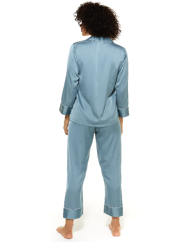 Avis Blue Pocket Satin Pyjamas