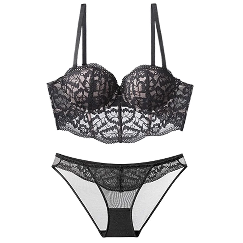 Azaria Embroidery French Lace Bra and Panty Set