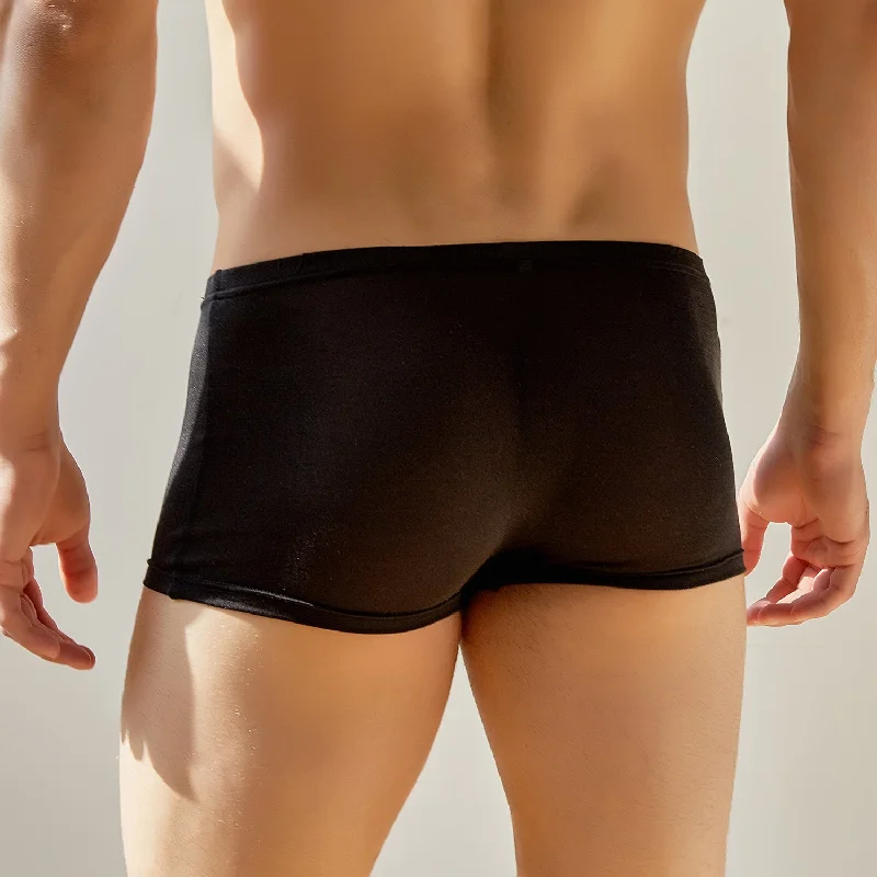 Black Knitted Silk Men's Trunks | Mid Rise | Shimmer Collection