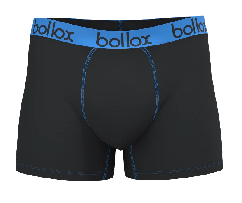 Black with Light Blue - Men's Trunk - Bamboo & Cotton Blend (1Pack)