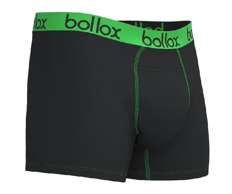 Black with Green - Men's H-Fly Trunk - Bamboo & Cotton Blend (1Pack)