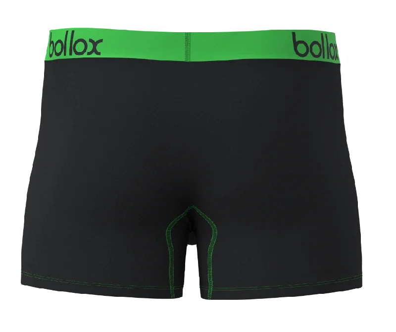 Black with Green - Men's H-Fly Trunk - Bamboo & Cotton Blend (1Pack)