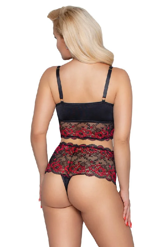 Cottelli Curves Plus Size Red Black Lingerie Set