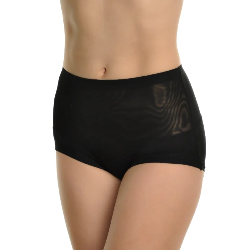 Cotton High Waist Briefs with Light Control Mesh Waist (6-Pack)