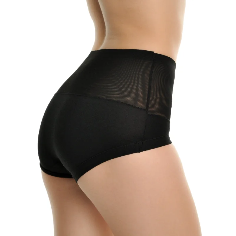 Cotton High Waist Briefs with Light Control Mesh Waist (6-Pack)