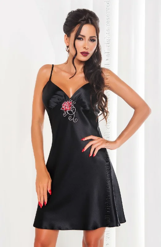 Dakota Black Satin Nightdress