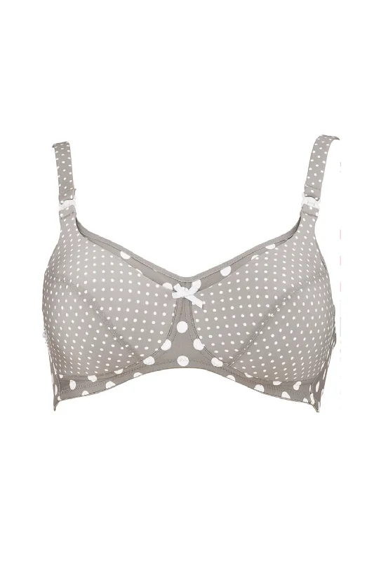 Grey Polkadot Nursing Bra