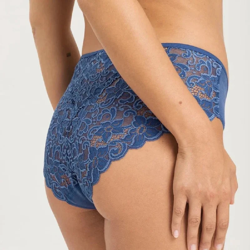 Hanro Moments Lace Back Midi Brief In True Navy