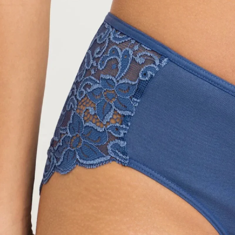 Hanro Moments Lace Back Midi Brief In True Navy