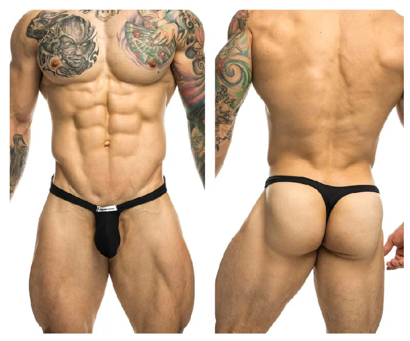 JUSTIN+SIMON XSJBU02 Bulge Thongs Black Plus Sizes