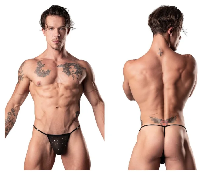 Male Power 450-288 Show Stopper Posing Strap Silver Mesh Dot