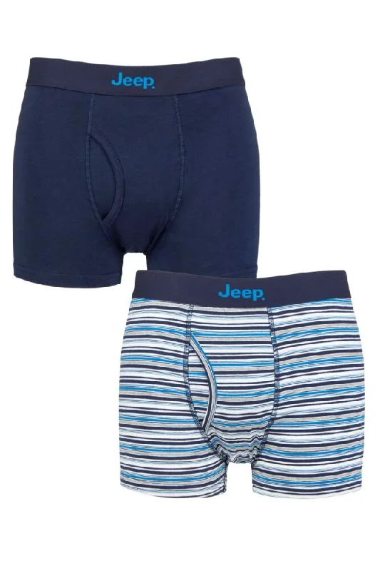 Mens 2 Pack Jeep Plain and Striped Cotton Keyhole Trunks