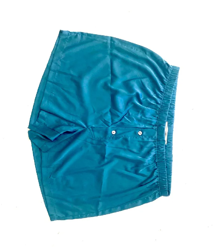 Mens Satin Boxers Teal