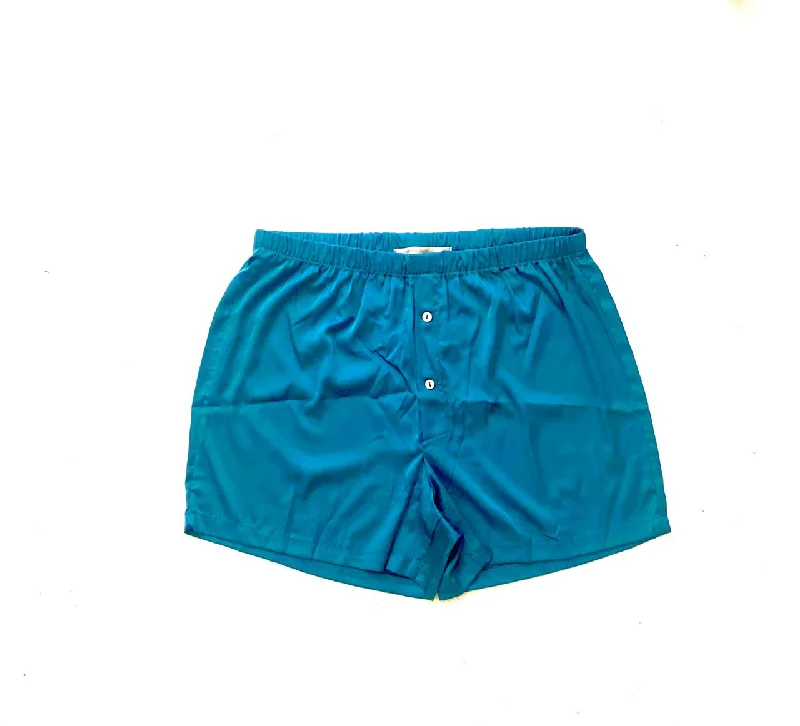 Mens Satin Boxers Teal