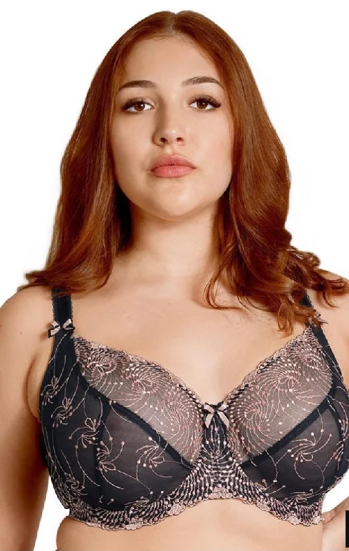 Nicole-B2271 Sheer Bra-Black Rose Gold