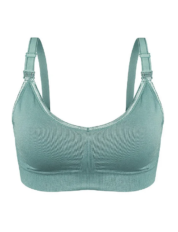 PrettyMums - Feminine Scoop Neck Nursing Bra (Green)