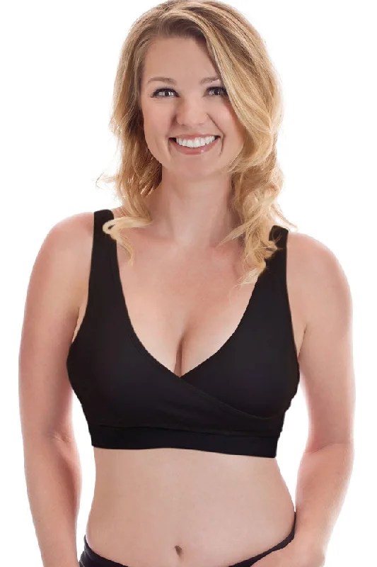 Rumina Classic Crossover Hands-Free Pump&Nurse™ Cotton Bra w. Back Clasp - Black - XL