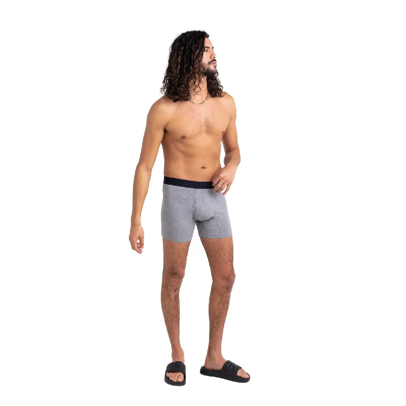 Saxx Droptemp Cooling Cotton Boxer Brief Fly - Dark Heather Grey