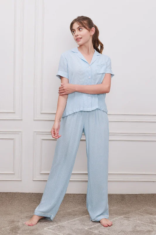 Seaside Blue Cotton Women's Pajama Set