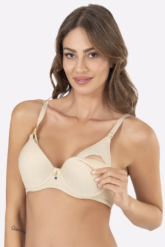 Shopymommy 3628 Covered Underwired Nursing Bra Skin