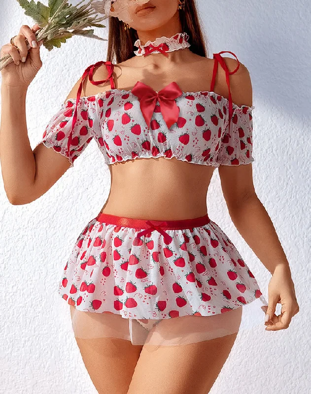 Strawberry Fields Bra and Skirt Set