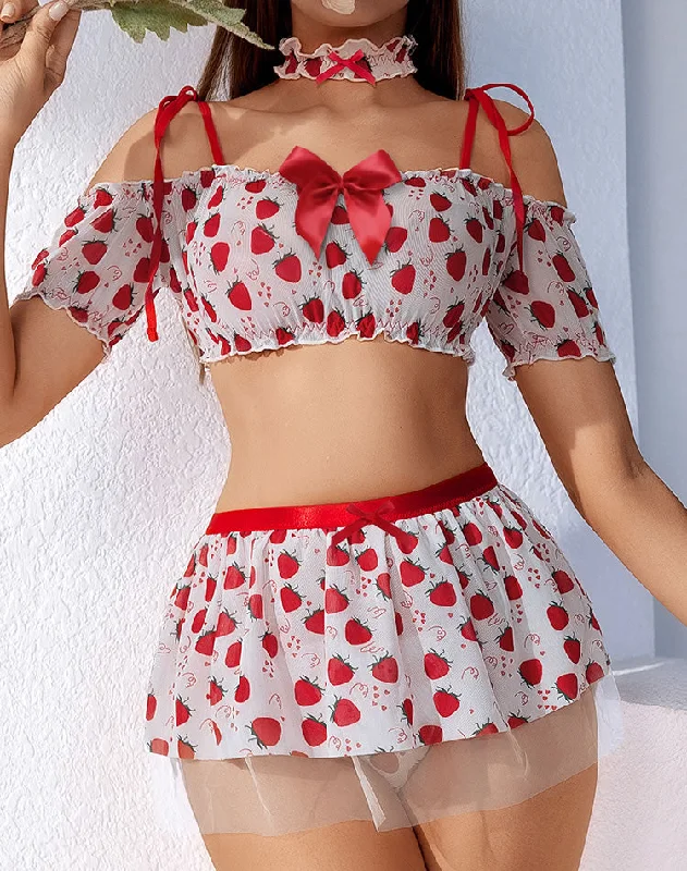 Strawberry Fields Bra and Skirt Set