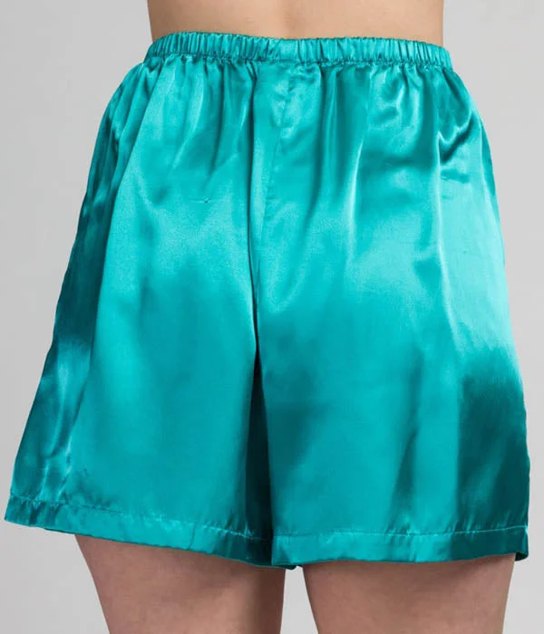 Turquoise Satin High Rise Lounge Shorts