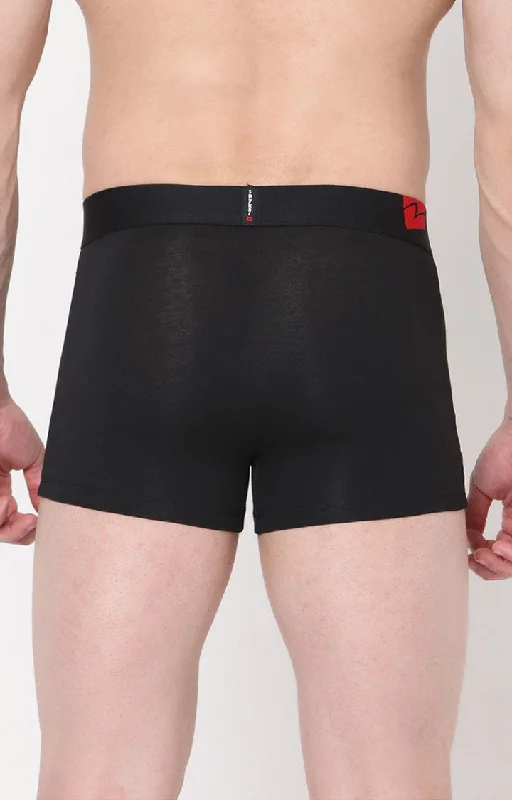 Underjeans By Spykar Men Black Solid Trunks