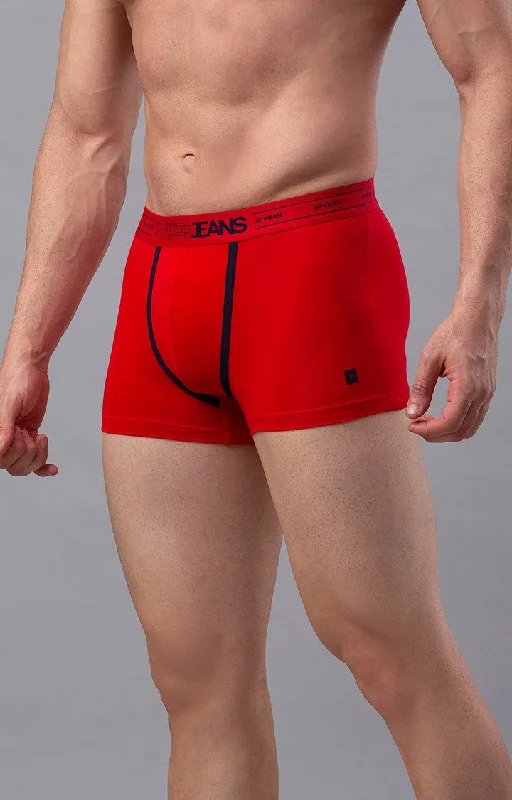 Underjeans by Spykar Men Premium Cotton Blend Red Trunk - (Pack of 2)