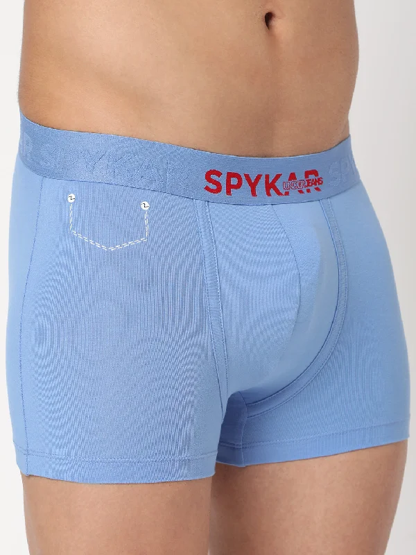 Men Premium Bright Blue Cotton Blend Trunk- UnderJeans by Spykar