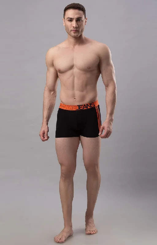 Men Premium Black-Orange Cotton Blend Trunk- UnderJeans by Spykar