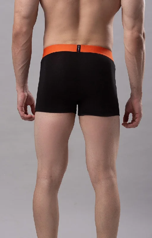 Men Premium Black-Orange Cotton Blend Trunk- UnderJeans by Spykar