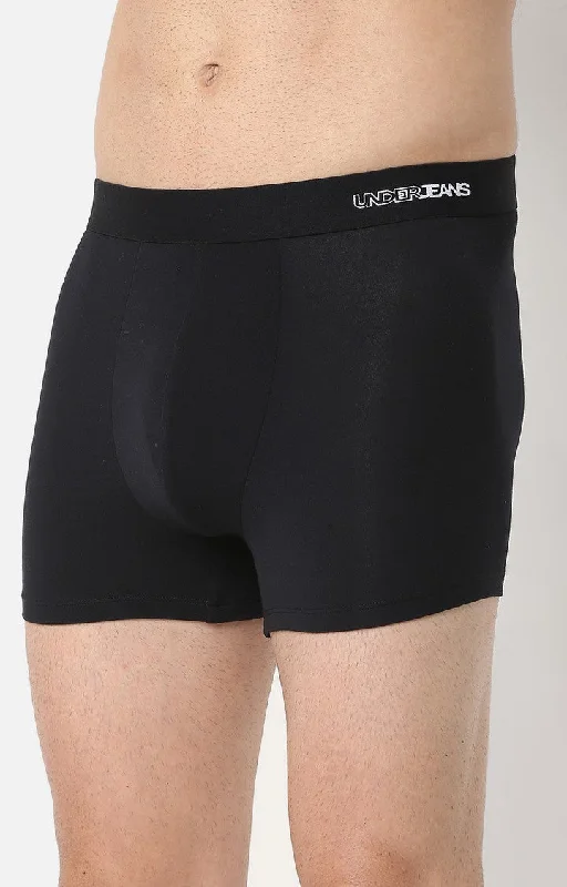 Men Premium Black Micromodal Trunk- UnderJeans by Spykar