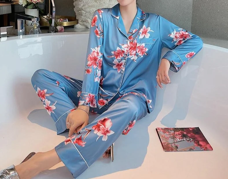 Vintage Floral Print Pajamas Set