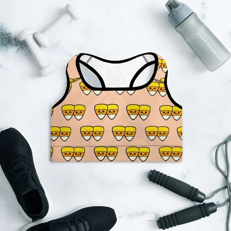 Candy Corn Padded Sports Bra