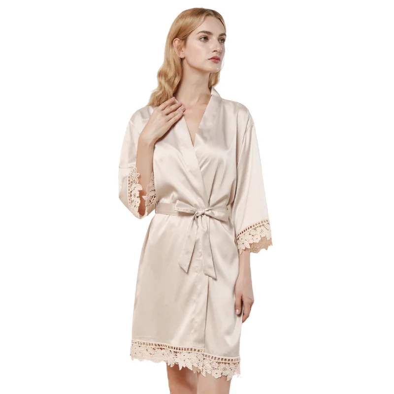 Champagne Satin Lace Robe