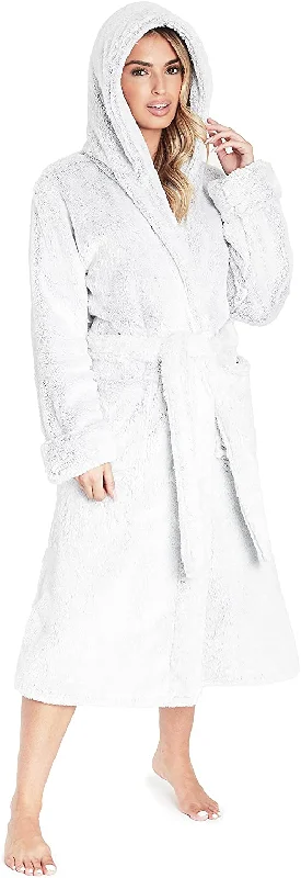 CityComfort Dressing Gown Women with Hood - Luxurious Fluffy Ladies Dressing Gown in Super Soft Fleece