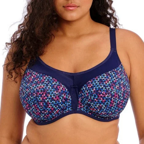 ELOMI ENERGISE SPORTS BRA NAVY GEO