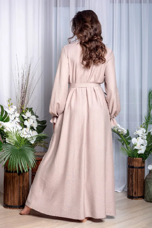 Long Rustic Robe in Beige