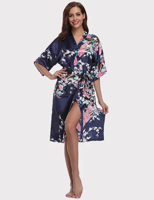 Keira Kimono Robe - Navy