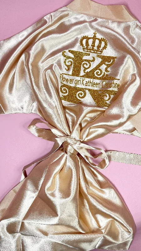 Kids | Personalised Satin Robes | Champagne