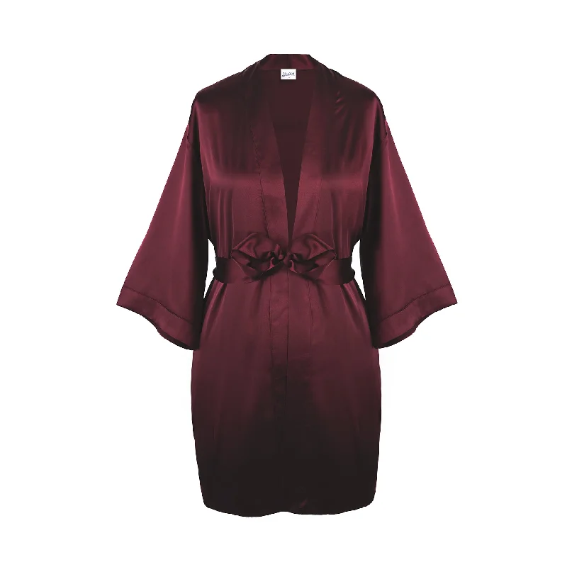 Classic Satin Robe - Wine