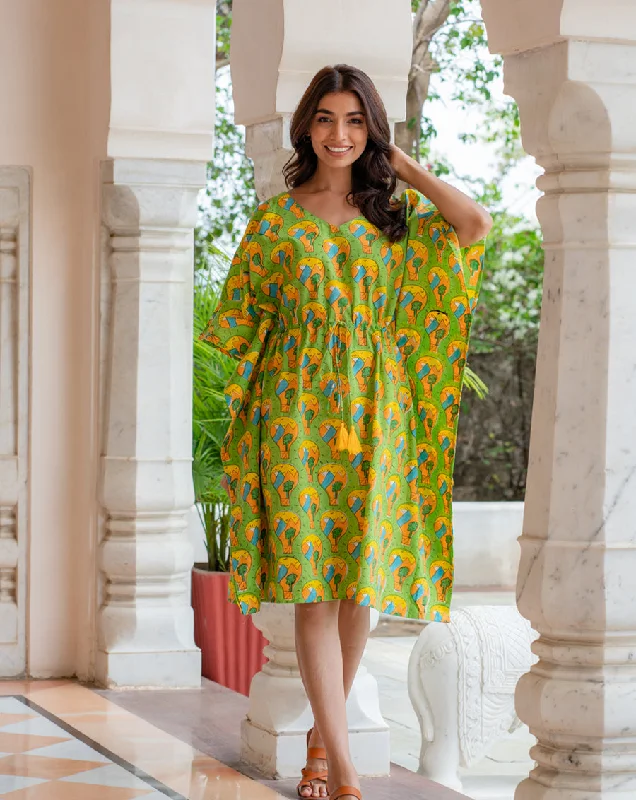 Paradise Hand Block Printed Cotton Midi Kaftan